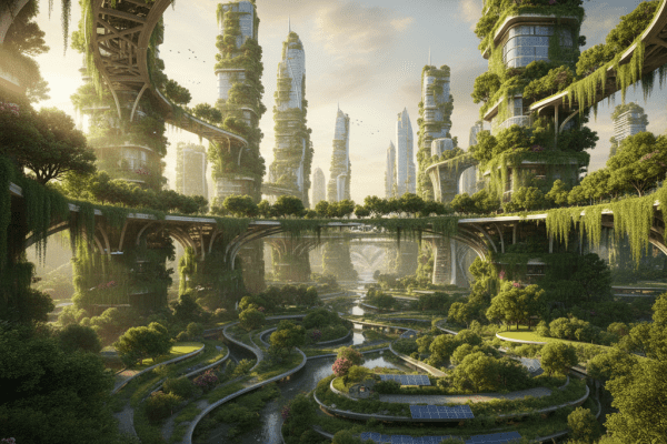 A prime example of biophilic city design in sustainable urban planning.