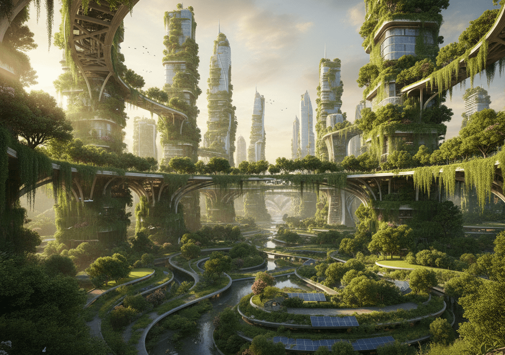 A prime example of biophilic city design in sustainable urban planning.