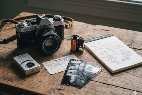 Film photography tips showing a vintage camera